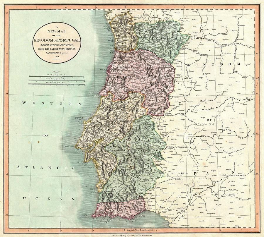 mappa di vecchia Portogallo
