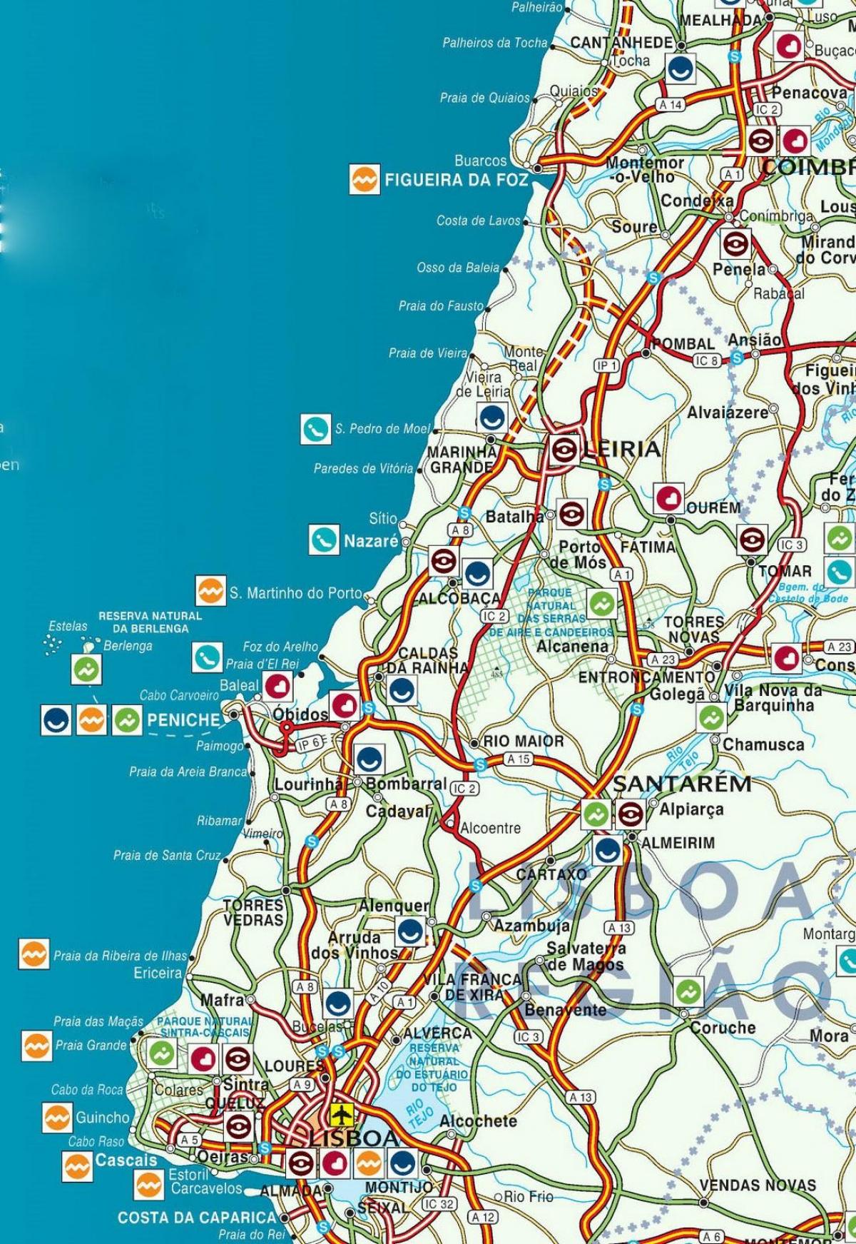 mappa del Portogallo Silver coast