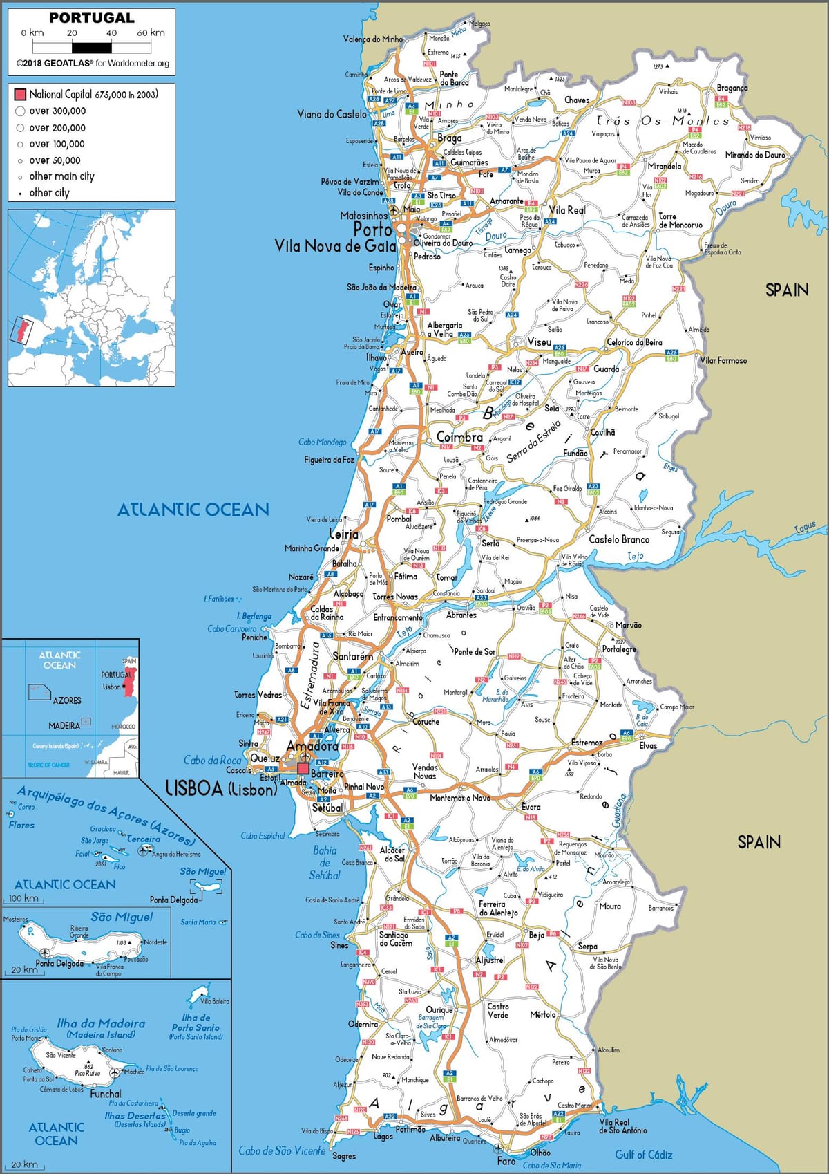 mappa della città in Portogallo