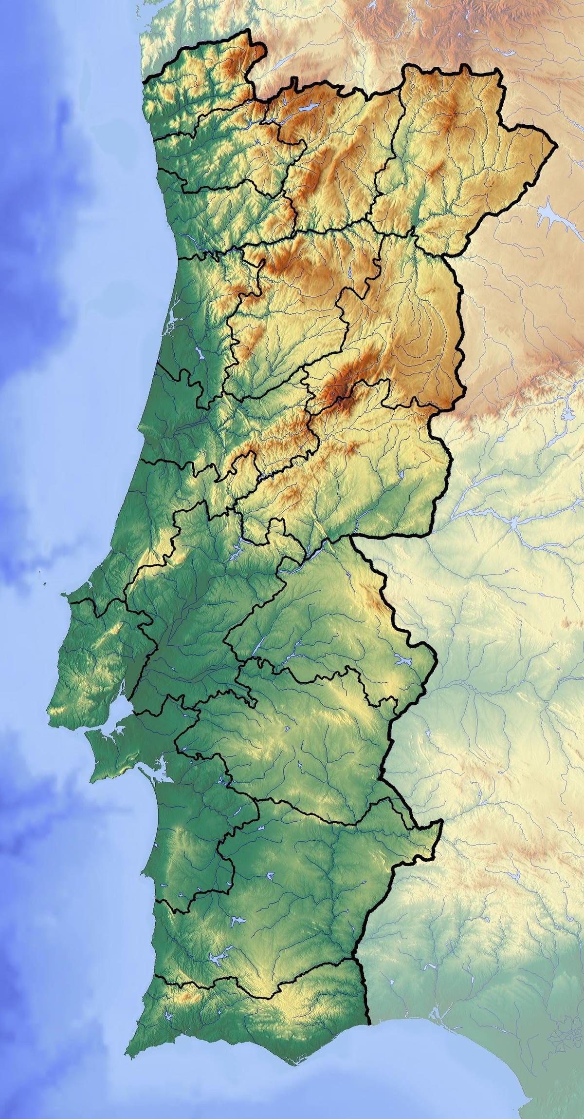 mappa del Portogallo elevazione