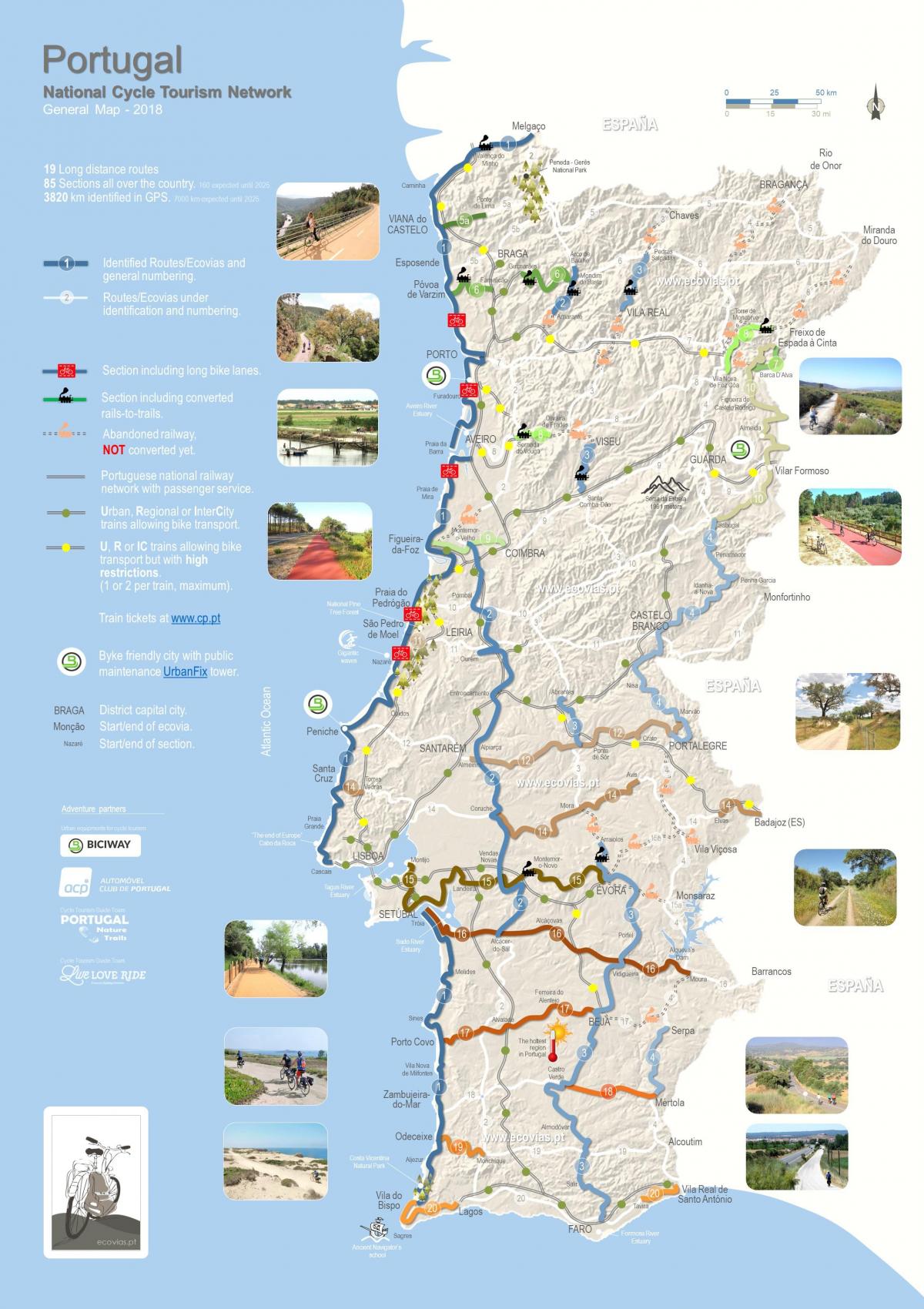 mappa del Portogallo, escursioni in bicicletta