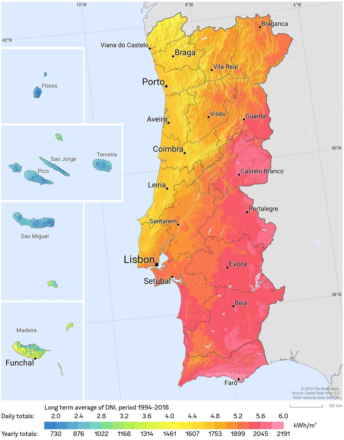 mappa del Portogallo sole