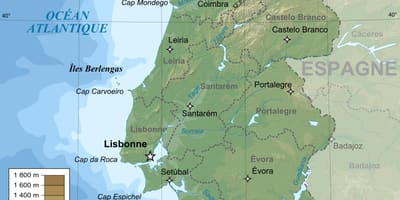 Mappa topografica del Portogallo