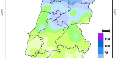 Mappa del Portogallo pioggia